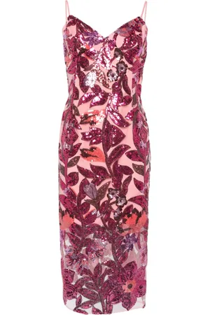 Marchesa Notte Botanical sequin-embellished dress