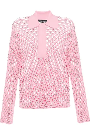 DAVID KOMA Crystal-embroidered net top