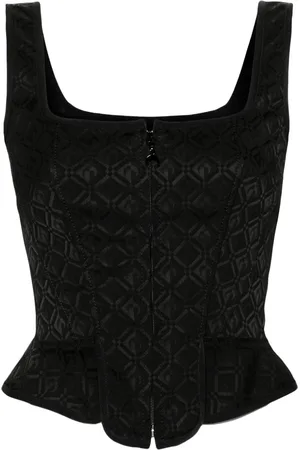 Marine Serre Moon Diamant jacquard corset top