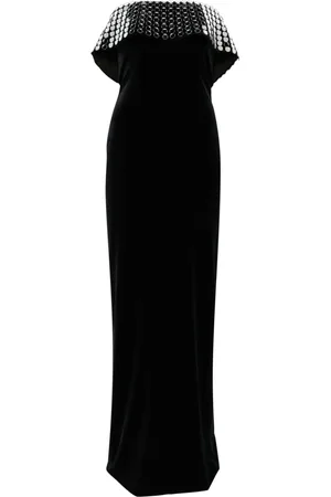 NISSA Mirror-embellished velvet gown
