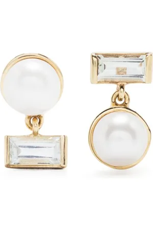 Aliita 9kt yellow Perla Baguette pearl and amethyst earrings