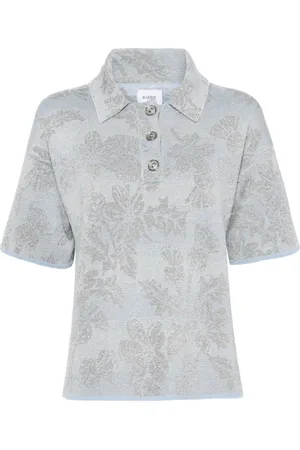 Barrie Thistle-intarsia polo top