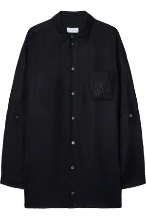 OFF-WHITE Logo-embroidered panelled linen shirt jacket