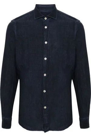 ELEVENTY Mélange poplin linen shirt