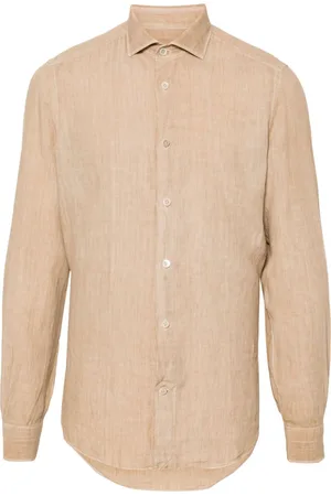 ELEVENTY Mélange poplin linen shirt