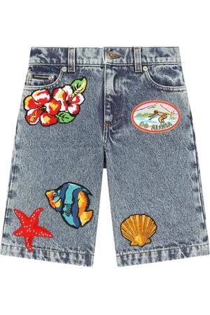 Dolce & Gabbana Patch-embellished denim shorts