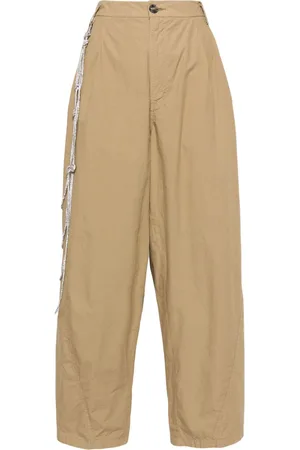 DARKPARK Rhinestone-chain cotton trousers
