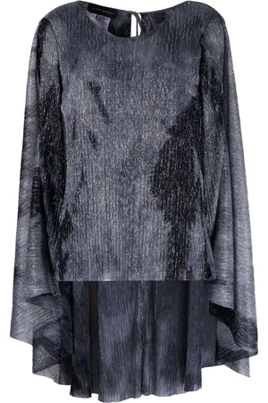 TALBOT RUNHOF Fine-ribbed lurex cape blouse