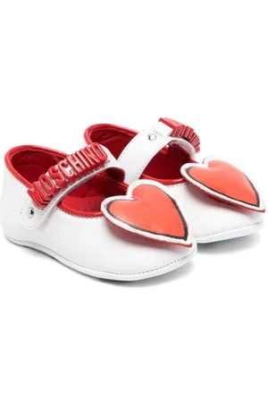 Moschino Heart-appliqué leather ballerina shoes