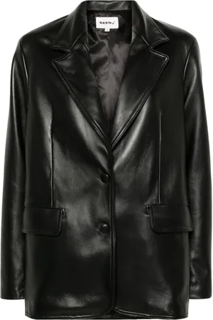 Seen Users Notch-lapels leather blazer