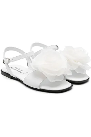 MONTELPARE TRADITION Floral-appliqué leather sandals