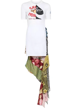Marine Serre Regenerated silk-scarves T-Shirt dress