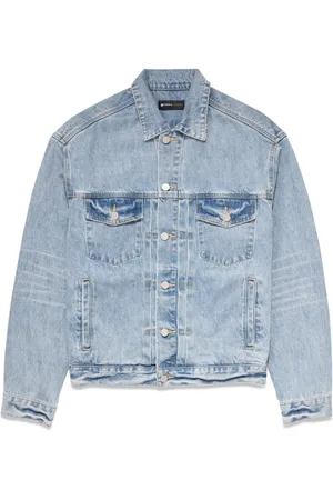 Purple Brand Logo-embroidered denim jacket