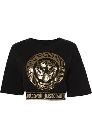 Roberto Cavalli Logo-print cotton crop top