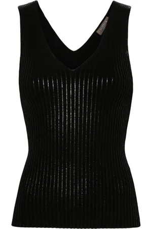 PESERICO SIGN Metallic-effect knitted tank top