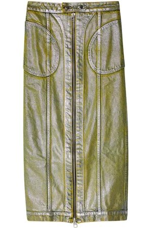 ECKHAUS LATTA Zip-up metallic denim skirt