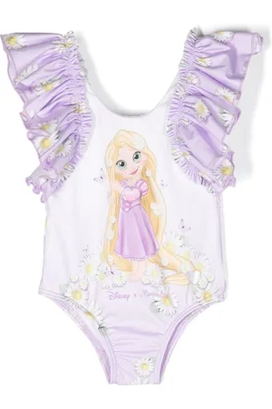 MONNALISA X Disney graphic-print ruffled swimsuit