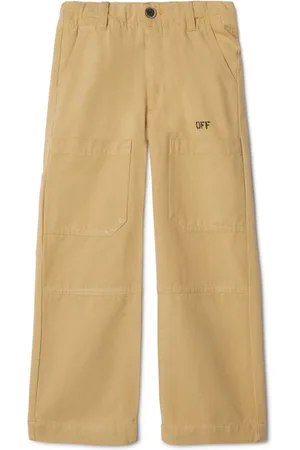 OFF-WHITE Diagonal stripe-print cotton trousers