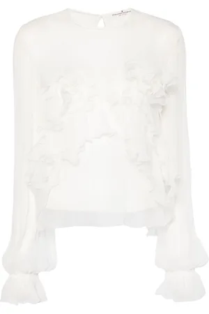 ERMANNO SCERVINO Floral-appliqué silk blouse