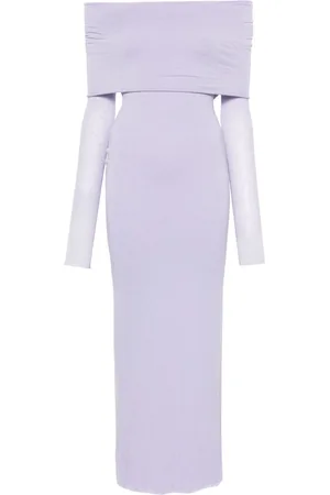 MANURI Off-shoulder fine-knit dress