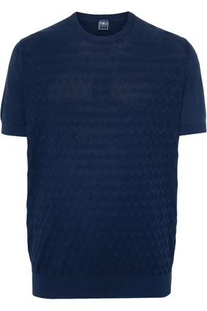 FEDELI Geometric-pattern knitted T-shirt