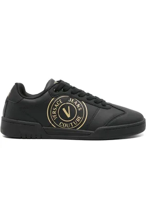 VERSACE Logo-print leather sneakers