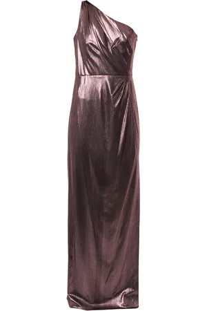 Marchesa Notte Metallized one-shoulder dress
