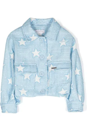 MONNALISA Star-print sequinned shirt jacket