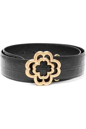 Maje Crocodile-embossed leather belt