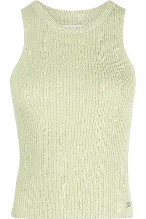 Izzue Logo-plaque ribbed tank top