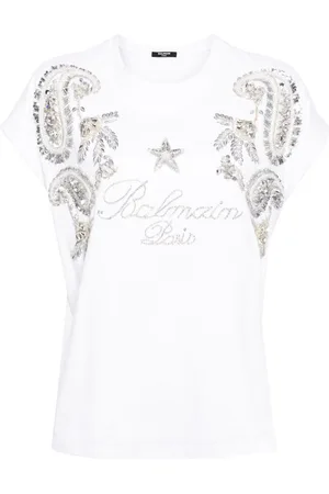 Balmain Crystal-embellished cotton T-shirt