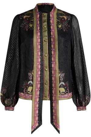 Etro Pussy bow neck twill-print silk blouse