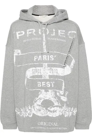Y / PROJECT Logo-printed mélange hoodie
