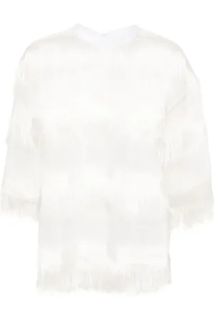 GENNY Semi-sheer fringed blouse