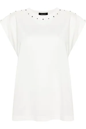 Fabiana Filippi Studed cap-sleeve cotton top