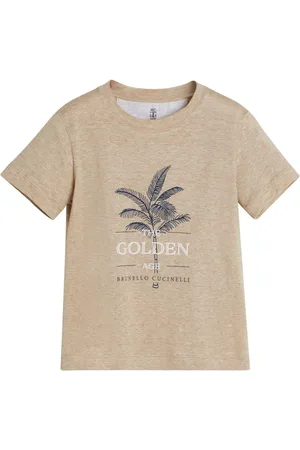 Brunello Cucinelli Graphic-print linen-blend T-shirt