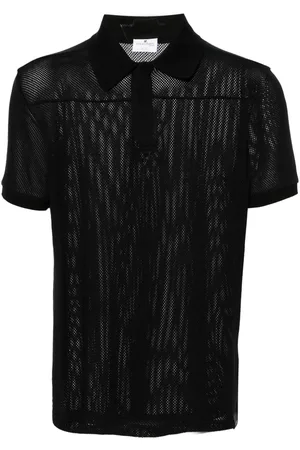 Courrèges Logo-patch mesh polo shirt