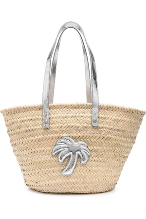 Palm Angels Logo-appliqué straw beach bag