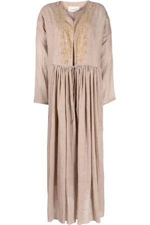 Bambah Embroidered linen kaftan dress