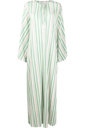 Bambah Striped plissé kaftan dress