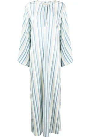 Bambah Striped plissé kaftan dress