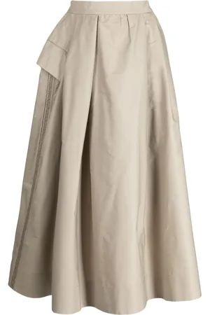 SHIATZY CHEN Logo-embroidered asymmetric midi skirt