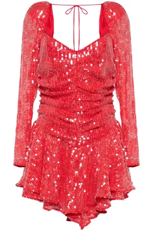 ROTATE Ruched sequinned minidress