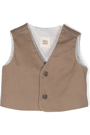DOUUOD KIDS Logo-print twill-weave waistcoat