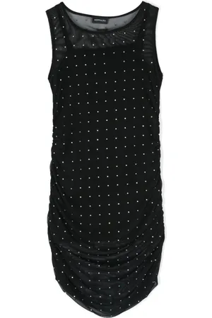MONNALISA Rhinestone-embellished draped sleeveless dress