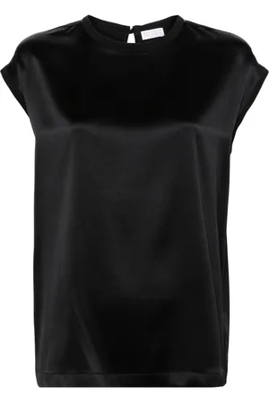 Brunello Cucinelli Beaded-trim satin blouse