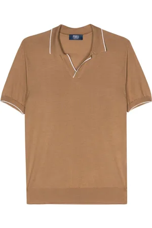 FEDELI Wave fine-knit polo shirt