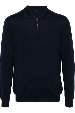 Kiton Long sleeve cashmere silk polo shirt