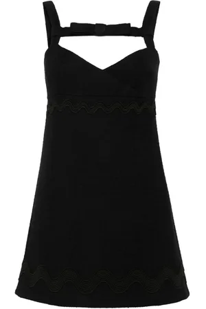 Patou Bow-neckline tweed mini dress