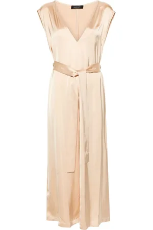 Fabiana Filippi V-neck satin-finish belted dress